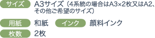 サイズA3×2枚、和紙、顔料インク